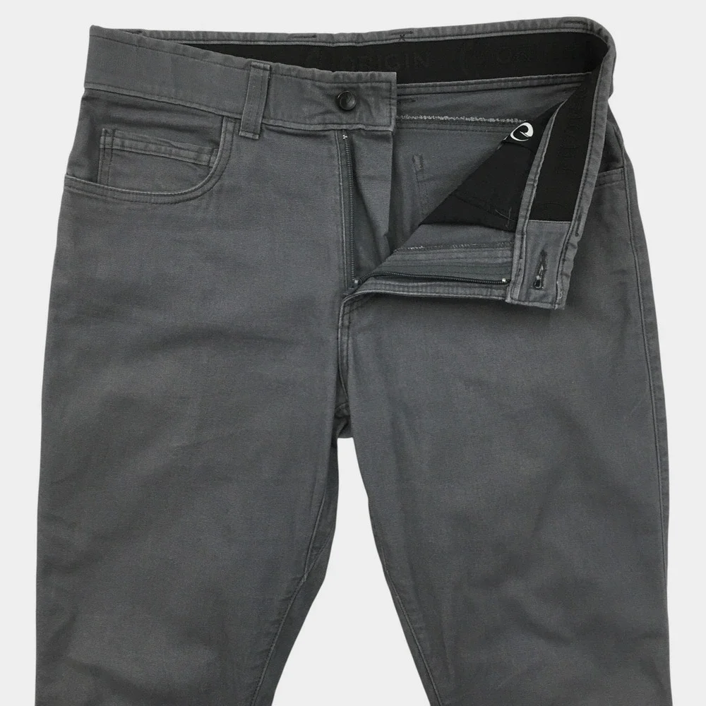Origin USA Mens Tapered Canvas Pants Gray Stretch Work Trousers Size 32 Short